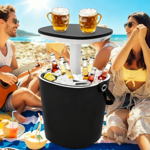 Enfriador de mesa fría con asa, abridor de botellas, Enfriador de cerveza y vino ligero, reuniones, picnics y barbacoas en el patio trasero - Product Image 1