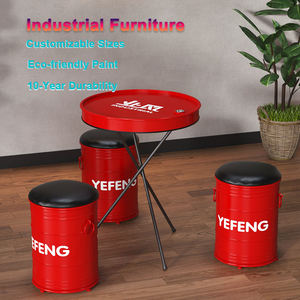 Diseño de tambor de aceite industrial Muebles de restaurante Mesa y sillas Cafetería Pub Creatividad bar Set Silla - Product Image 5