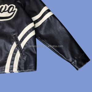 Commercio all'ingrosso stile stile Vintage stile stile Vintage personalizzato giacche di pelle Cropped Casual inverno con cerniera motivo moto - Product Image 4
