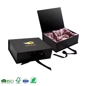 Black Luxury Logo Custom Magnetic Flap Lid Large Pretty Pink Satin Lined Gift Packaging Boxes for Wigs