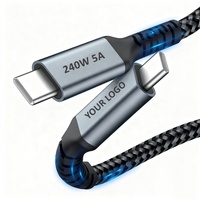 Câble USB C Type C vers Type-C 240W 5A Charge rapide 1m 2m 3m 5m Câble tressé Tipo USB-C Chargeur Cabo Lead Data Kabel USBC Cord
