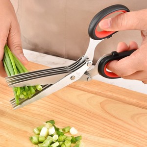Multipurpose Shear <span class=keywords><strong>Sharp</strong></span> Kitchen Scissor 5 Lâmina Cortador De Aço Inoxidável Tesoura Erva com Tampa De Segurança e Pente De Limpeza - Product Image 6