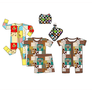 Yy Çok Satan Özel Bebek Tulumu Nötr Tek Parça Örme Bambu Çift Yönlü Fermuarlı Baskılı Uzun Kollu Sonbahar Günlük Pijama - Product Image 1