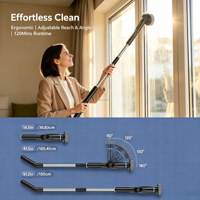 Nettoyeur électrique rotatif à couple élevé 300 tr/min, double vitesse, sans fil, pour douche, avec longue poignée réglable, IPX7