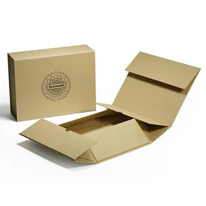 ECO Friendly No Glue Custom Kraft Fold Box Recycled Magnetic Foldable Box For Ceramic Or Glass Bottle Packaging