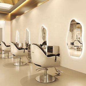 Miroir mural LED moderne de style européen pour salon de coiffure, meuble multifonctionnel avec garantie pour la coupe de cheveux - Product Image 4