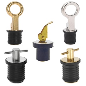 Marine Brass Deck Compression Drain Plug Screw 1/2 Inch With Rubber Twist-Turn Plugs Ship <b>Yacht</b> Boat Hardware Snap Handle Drain - Product Image 2