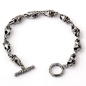 Pulsera de plata tibetana con diseño de calavera, joyería de moda unisex, diseño de esqueleto para hombres y mujeres, yunnique - Product Image 5
