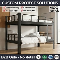 Lit superposé double en fer, taille twin, pour chambre à coucher, école, structure en acier à monter soi-même, lit double en métal, mobilier pour auberge, lit simple