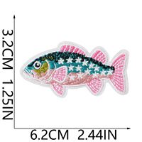 Parche bordado termoadhesivo de pesca con diseño de peces de agua dulce y salada para maletas y bolsas de lona