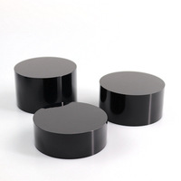 Disques de cercles acryliques noirs support de base d'affichage acrylique noir rond personnalisé cylindre de piédestal bases acryliques noires rondes solides