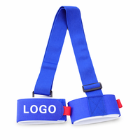 Sangle réglable à double boucle auto-agrippante pour ski, en nylon, avec fermeture tactile, personnalisable, durable, portable, noir, bleu, rouge