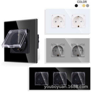 Enchufe de Pared Impermeable con Panel de Vidrio Templado 16A IP44, Caja de Montaje Redonda para Uso en Baños - Product Image 5