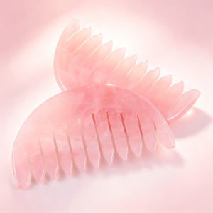 Peigne Gua Sha en pierre naturelle personnalisé avec logo, masseur de cuir chevelu en quartz rose et jade, outil d'<span class=keywords><strong>acupuncture</strong></span> pour la tête - Product Image 5