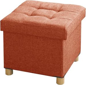 أزياء قابلة للطي تخزين مسند القدمين العثماني مع أقدام خشبية وغطاء - Product Image 2