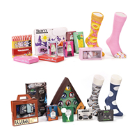 Boîte cadeau de chaussettes amusantes de haute qualité avec pompon Taille unique Convient à la plupart des femmes Motif uni tricoté Personnalisable Écologique