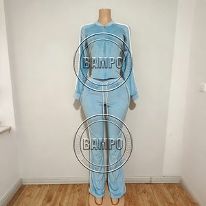 Y2K Winter <strong>Women</strong> Clothes Custom LOGO Side Stripe <strong>Velvet</strong> <strong>Women</strong> Zip Jacket and Jogger Pants 2 Piece Set Velour <strong>Tracksuit</strong> for <strong>Women</strong> - Product Image 3
