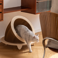 Spazepaper Time Machine Maison pour chat en carton alvéolé avec coussin en peluche de soie pour petits animaux