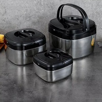 Ensemble chauffe-plats Hot Pot pour la maison, 3 pièces, 2L, 5L, 10L, en acier inoxydable noir, grande capacité, boîte à lunch portable, ensemble chauffe-plats carré