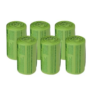 Bolsa de basura Biodegradable de plástico Pla para almacenamiento de alimentos, bolsa de plástico Biodegradable de almidón de maíz verde