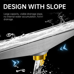 シャワーフロア排水カスタムシャワー排水リニアステンレススチール床排水バスルームリニアスロープ付き - Product Image 3