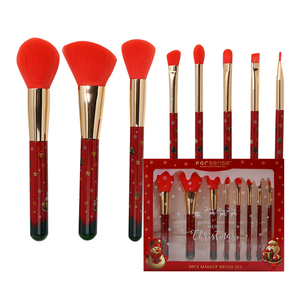 Ensemble cadeau de pinceaux de <span class=keywords><strong>maquillage</strong></span> de Noël rouge de qualité supérieure personnalisable 9pcs mekup <span class=keywords><strong>kit</strong></span> de pinceaux de <span class=keywords><strong>maquillage</strong></span> synthétique complet marque privée - Product Image 6