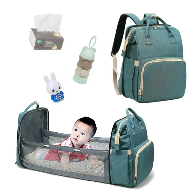 Nuevo gran capacidad de multi función pañal mochila peso ligero mamá bebé pañal mochila con cama de función