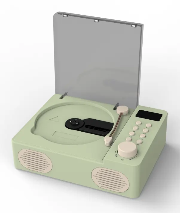 Reproductor de CD portátil con Bluetooth Reproductor de CD de escritorio Radio FM Soporte de pantalla LCD para USB/tarjeta TF/AUX/entrada de 3,5mm