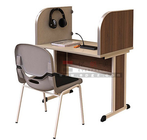 Table de lecture en bois avec cloison et panneau avant en verre - Product Image 2