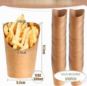 Conos de Papel Kraft Desechables y Reciclables para Papas Fritas, Soporte para Crepas y Waffles de Burbujas - Grabado de Logotipo Personalizado - Product Image 3