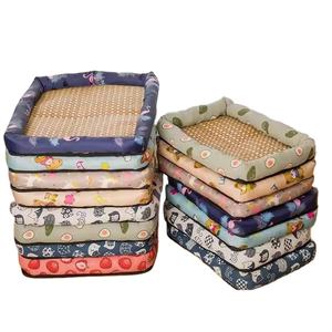 Alfombrilla <span class=keywords><strong>de</strong></span> <span class=keywords><strong>cama</strong></span> para mascotas fresca <span class=keywords><strong>de</strong></span> verano moderna PVC SquarePad con ratAn para gato o perro - Product Image 1