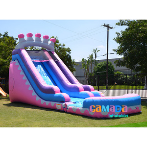 Nhà Máy Trực Tiếp PVC Inflatable Trượt Nước Vương Miện Màu Hồng Công Chúa Màu Xanh Giá Rẻ Mini Trượt Nước Trẻ Em Với Bên Hồ Bơi Cho Thuê - Product Image 1