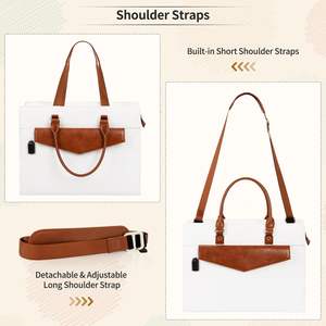 Bolso para ordenador portátil de 17 pulgadas, bolso de mano impermeable de <span class=keywords><strong>cuero</strong></span> de lujo para mujer, bolso de mano para mujer de negocios con compartimento para ordenador - Product Image 3