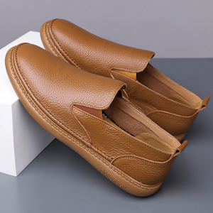 Mocasines de Cuero Vacuno para Hombre, Punta Redonda, Suela de Goma Suave, Forro de Cuero Genuino, Zapatos Estilo Casual - Product Image 4