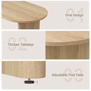 Table à manger ovale moderne en bois SENYU avec chaises tressées, style côtier, mobilier de maison pour 6 personnes - Product Image 4