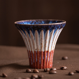 Hot Selling Vertical Striped Ceramic Espresso Coffee Cup Kiln Glazed Porcelain Tea Cup - Product Image 6