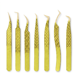 Pince à cils TEEJAY couleur or, pointe ultra-fine pour extensions de cils 3D/6D - Product Image 1