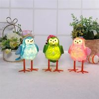 Ensemble de 3 décorations de Noël en forme d'oiseaux LED adorables, ornements en peluche douce avec chapeau et écharpe