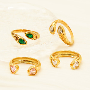 ZOGXIN Fashion Gold Zircon Open Ring For Women Geometric Design Party Jewelry - Product Image 3