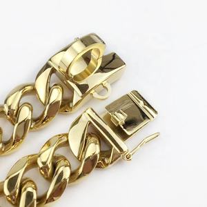 Toptan sıcak satış yüksek kalite moda takı paslanmaz çelik büyük cins Bulldog köpek koşum altın Pet büyük köpek tasması zinciri - Product Image 5