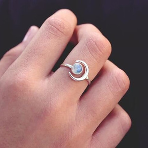 Anello coreano con pietra lunare, elegante e semplice, gioiello da donna - Product Image 2