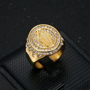 Rock Stainless Steel Personal Zied Jewelry <b>Ring</b> Gold Plated Virgin <b>Rings</b> <b>for</b> <b>Men</b> - Product Image 2