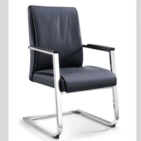 Chaise de bureau contemporaine et moderne noire, confortable, avec appui-tête fixe, dossier solide, design cantilever, pour conférence et visiteurs