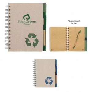 Promotional Customizable Eco-Inspired Leather Coil <b>Notebook</b> with Custom Logo <b>and</b> <b>Pen</b> for Business Promotions - Product Image 1