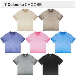 เสื้อยืดผ้าฝ้ายสำหรับผู้ชายน้ำหนักมากเสื้อโอเวอร์ไซส์ลายกรดแบบวินเทจสำหรับใส่100% - Product Image 2