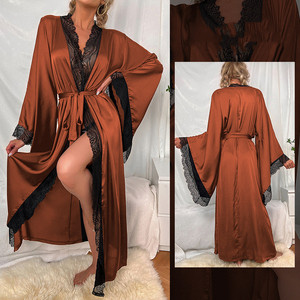 King Mcgreen Star nouveau peignoir long Robes à grandes manches vêtements de nuit solides dame élégante <span class=keywords><strong>robe</strong></span> de chambre de fête de mariage Sexy vêtements de détente - Product Image 2
