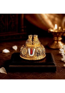 Idole religieuse hindoue décorative plaquée or Balaji Charan avec Shanku Chakra Namam de 2 pouces pour la décoration de la maison et du temple, cadeau - Product Image 5