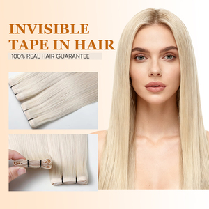 Nouvelle conception, extensions de cheveux vierges européens longs et lisses, double trame, injection de ruban adhésif, 60B, sans couture, soyeux et lisses - Product Image 2