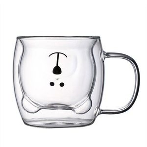 Copo de Vidro de Parede Dupla Atacado com Urso Fofo Colorido, Caneca Resistente ao Calor para Café, Leite e Suco, Copo Transparente de Borossilicato - Product Image 6