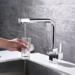 <span class=keywords><strong>Robinet</strong></span> de cuisine moderne, simple et innovant, en céramique carrée, avec noyau de valve chromé, à trou unique, à <span class=keywords><strong>double</strong></span> poignée, eau froide et chaude - Product Image 3